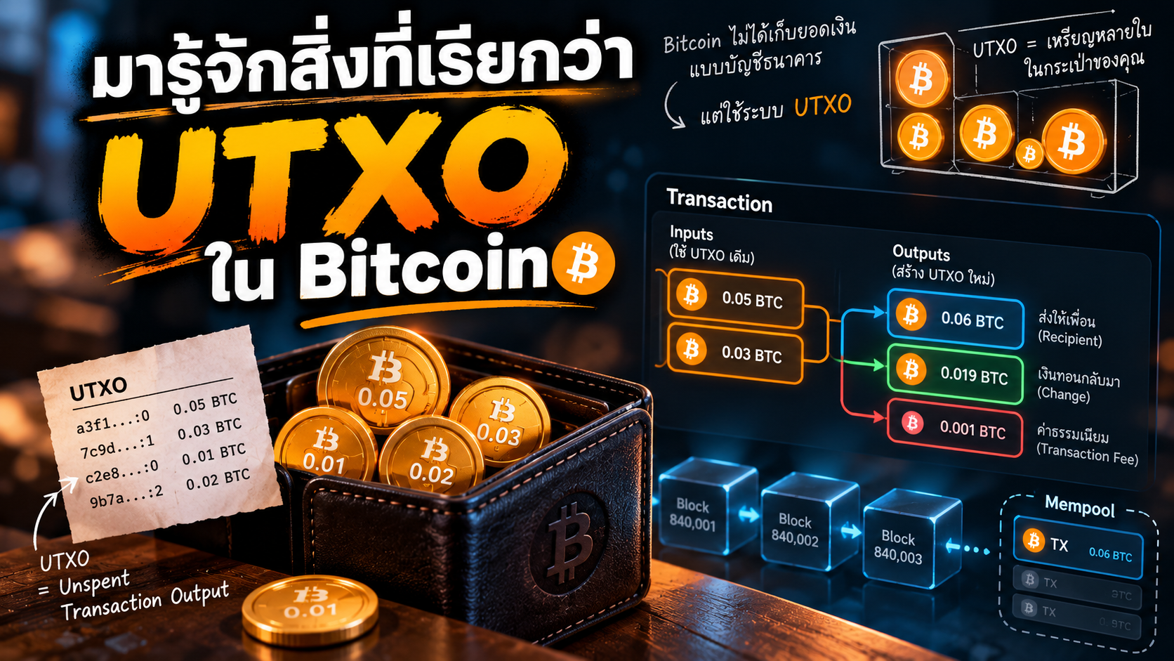 มารู้จักสิ่งที่เรียกว่า UTXO ใน Bitcoin: ทำไมเงินในกระเป๋าถึงไม่เหมือนบัญชีธนาคาร?
