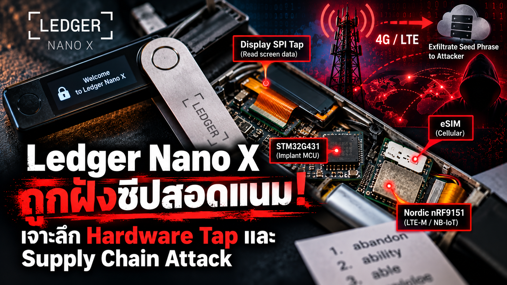 Ledger Nano X ถูกฝังชิปสอดแนม! เจาะลึก Hardware Tap และ Supply Chain Attack ที่ข้าม Secure Element